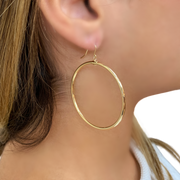 14K Yellow Gold Dangle Hoop Earrings