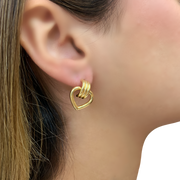 14K Yellow Gold Heart Earrings