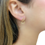 14K Yellow Gold Heart Dangle Earrings