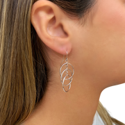 14k White Gold Triple Dangle Hoop