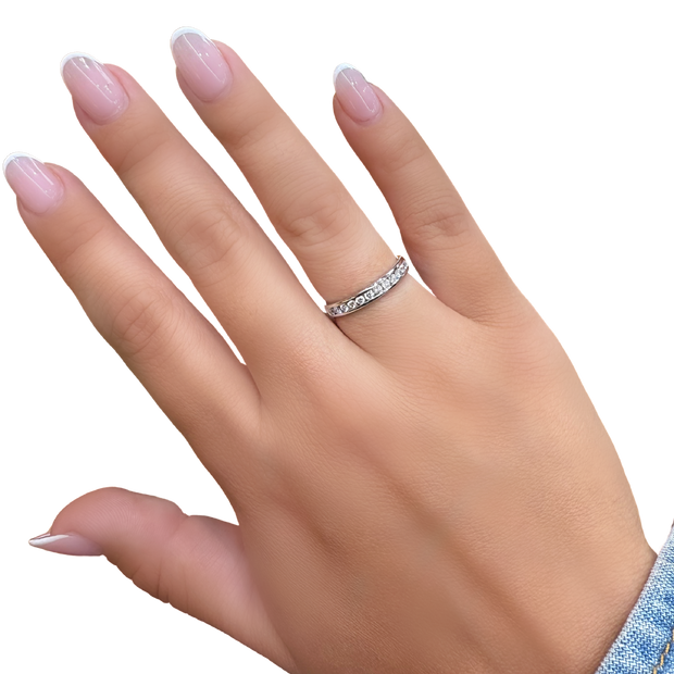 14 Karat White Gold  Channel Set Band Wedding Band