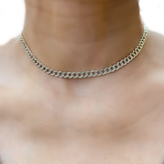 14K Gold Pave Diamond Curb Chain Choker