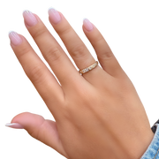 14k Yellow Gold Inlay Diamond Satin Ring