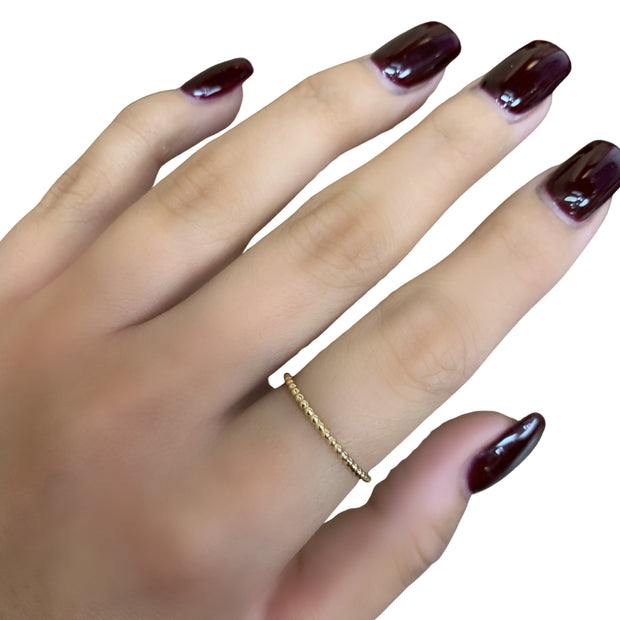 14K Beaded Stackable Ring