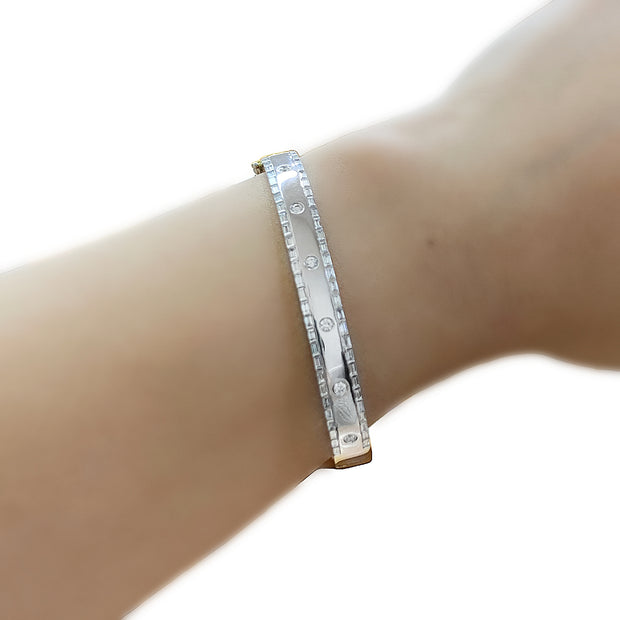 14k White Gold Baguette Bangle Bracelet