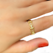 14K Gold Diamond Link Band