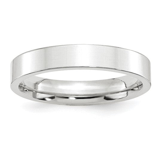4MM White Gold Flat Wedding Band