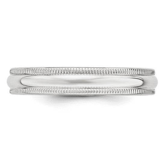 4MM White Gold Milgrain Wedding Band
