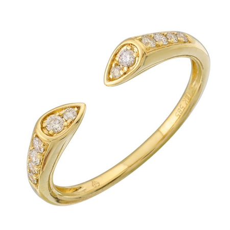 14k Yellow Open Band Ring With Diamonds
