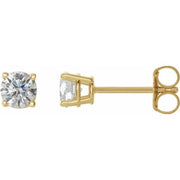 1/2ct Round Natural Diamond Stud Earrings in 14k Yellow  Gold
