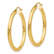 14K Gold 3MM Medium Tube Hoop Earrings