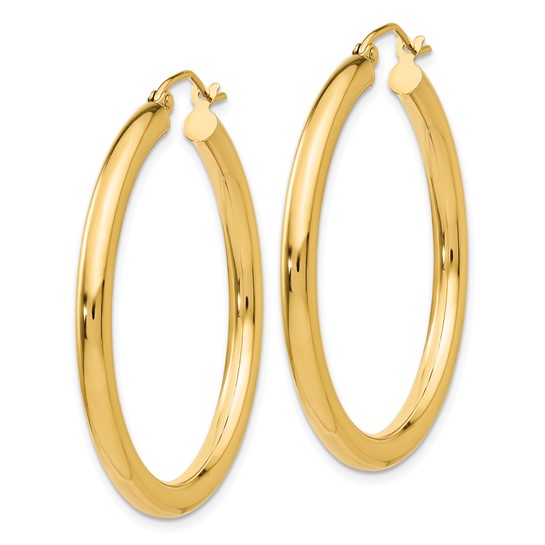 14K Gold 3MM Medium Tube Hoop Earrings