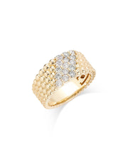 14K Bead Diamond Wide Band Ring