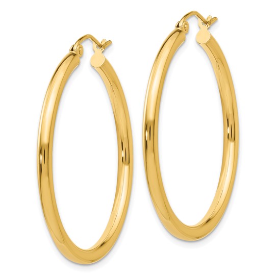 14K Gold Medium 2.5MM Tube Hopp Earrings