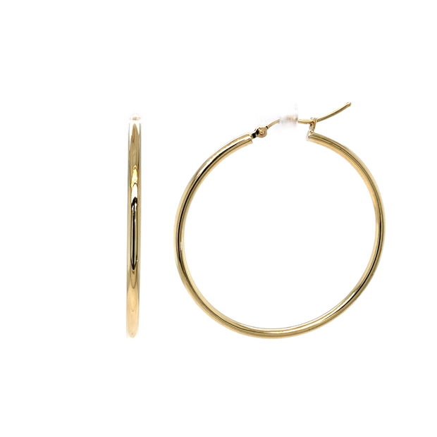 14K Yellow Gold Medium Hoop Earrings