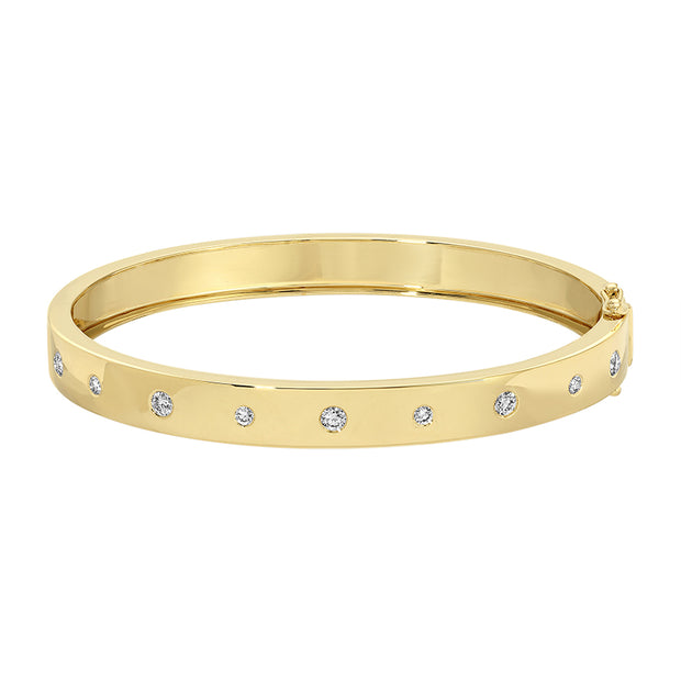 14 Karat Yellow Gold Bangle Bracelet With 0.51ctw Round Diamonds