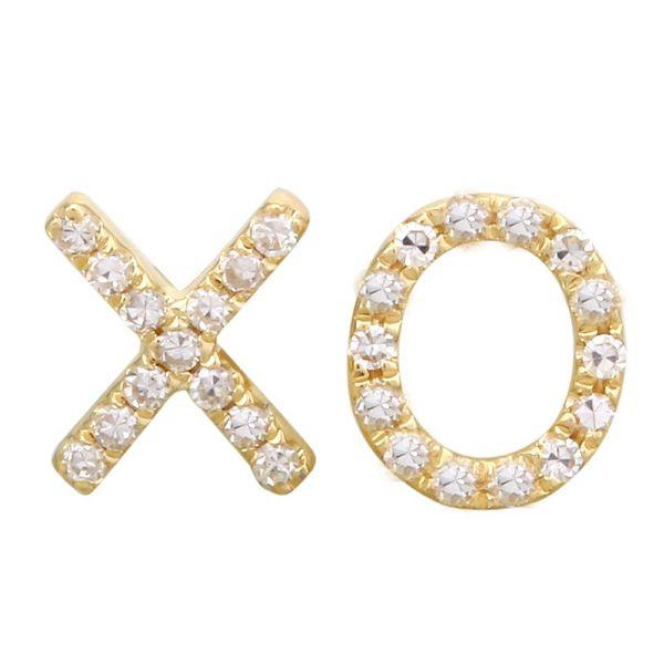 14K Gold X O Diamond Stud Earrings