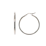 14K White Gold Medium Hoop Earrings
