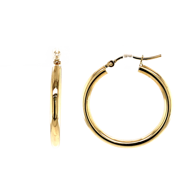 14K Yellow Gold Medium Hoop Earrings