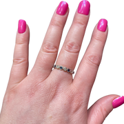 14K White Gold Sapphire and Diamond Bezel Set Stackable Band