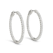14K White Gold Large Inside Out Diamond Hoop Earrings