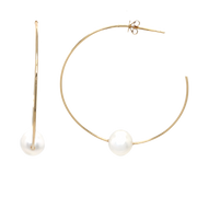 14K Gold Large Hoops with Pearls