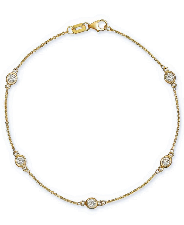 14K Gold Diamond Station Bracelet