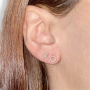 14K Gold X O Diamond Stud Earrings