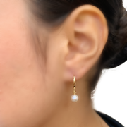 14k Yellow Gold and Pearl Drop Earrings