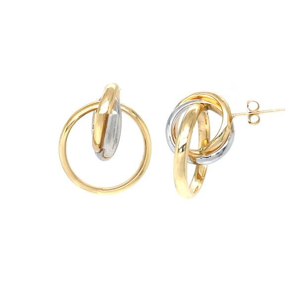 14K Yellow Gold Twisted Drop Stud Earrings