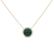 14K Gold Malachite and Diamond Necklace