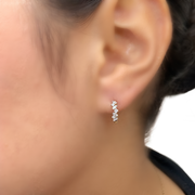14 Karat Yellow Gold Diamond Huggie Hoop Earrings