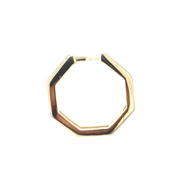 14K Yellow Gold Hexagon Hoop Earrings