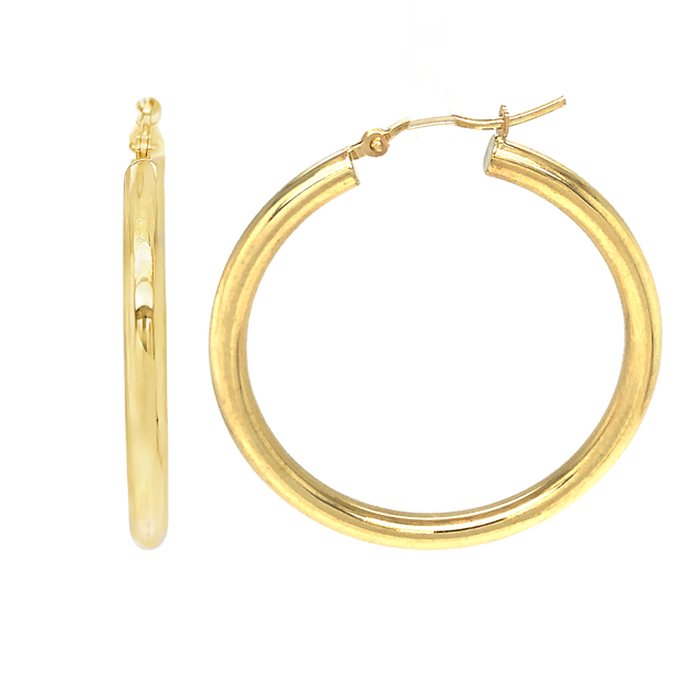 14K Yellow Gold Medium Hoop Earrings