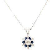 14K White Gold Sapphire and Diamond Pendant