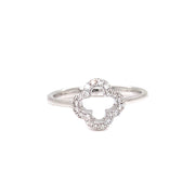 14K White Gold with Diamonds Clover Ring