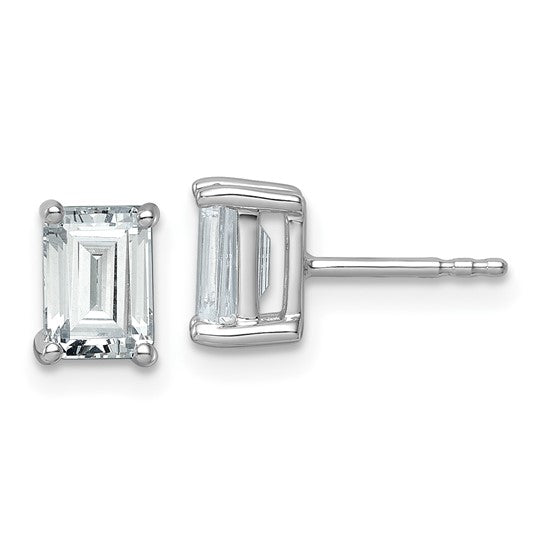 14 Karat White Gold Laboratory Grown Diamond Stud Earrings With 2.00ctw Emerald Cut Diamonds