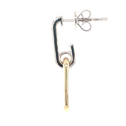 14K Two Tones Gold Paperclip Diamond Drop Earrings
