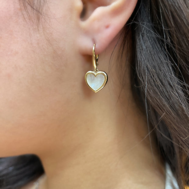 Mother of Pearl  Heart Drop Earrings