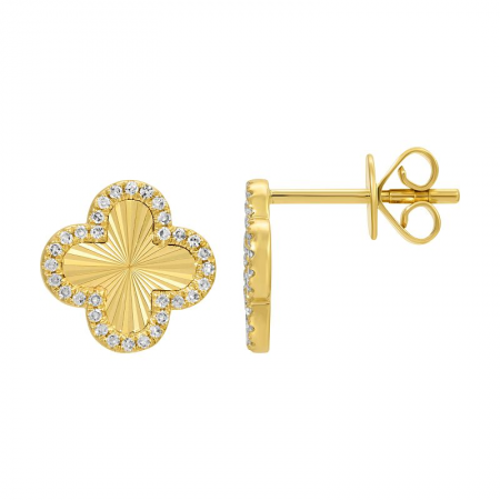 14K Yellow Gold Quatrefoil Stud Earrings