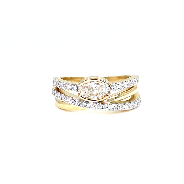 14k Yellow Gold Laboratory Grown Diamond Oval-Cut Bypass Ring