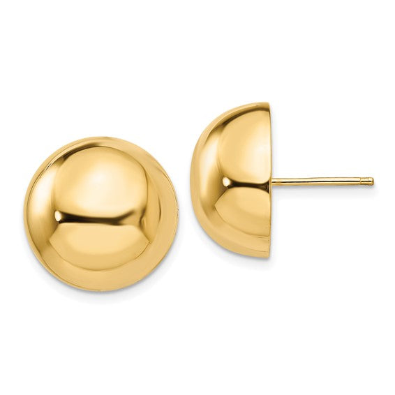 14K Yellow Gold Button Earrings