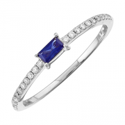 14k White Gold Diamond and Sapphire Ring