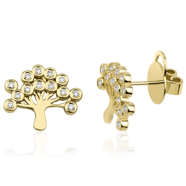 18K Yellow Gold and Diamond Mulberry Earrings