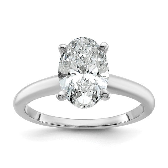 14K White Gold 2.00ct Solitaire Oval Lab Grown Diamond Engagement Ring