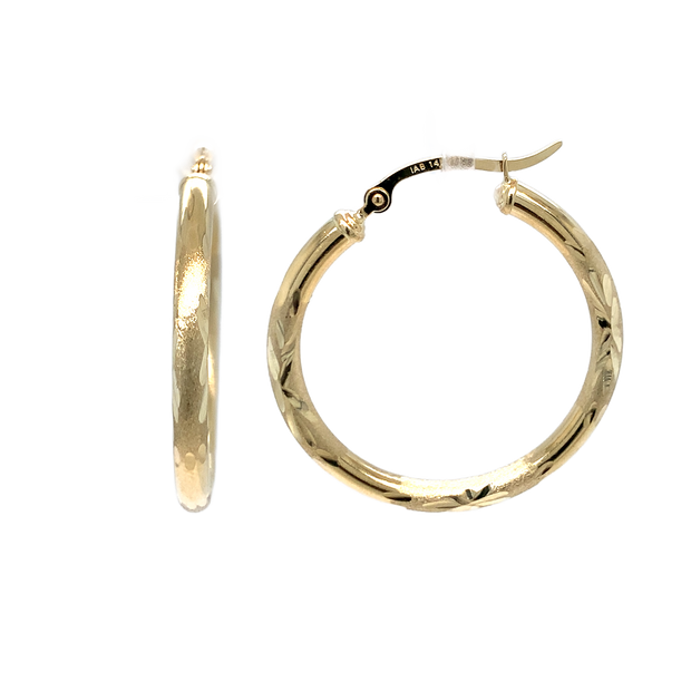 14K Yellow Gold Medium Hoop Earrings