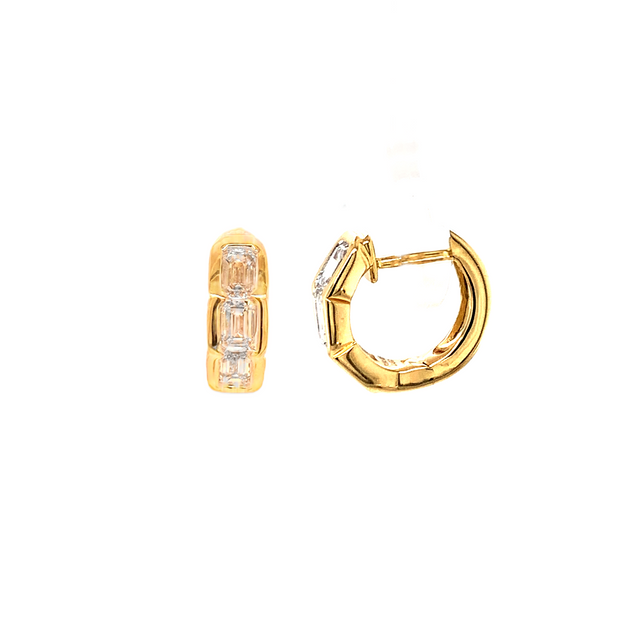 14k Small Laboratory Grown Emerald-Cut Diamond Hoops