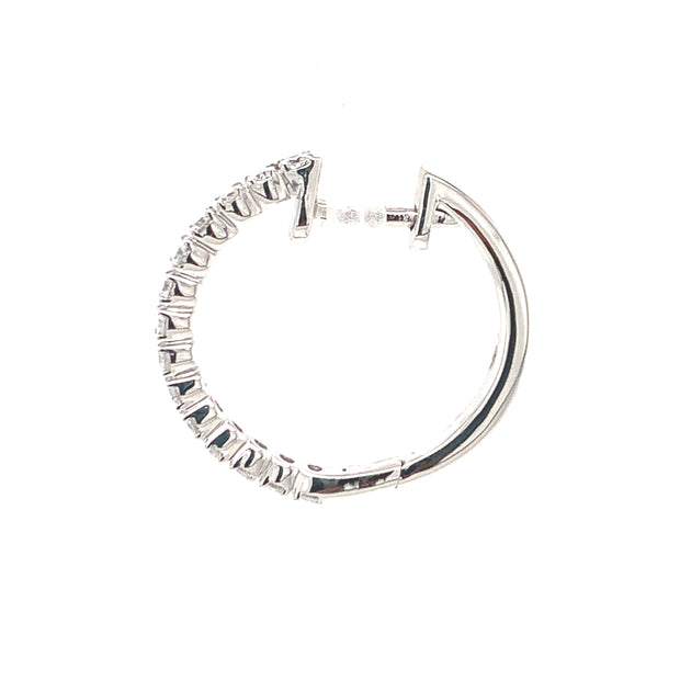 14K White Gold Diamond Hoop Earrings