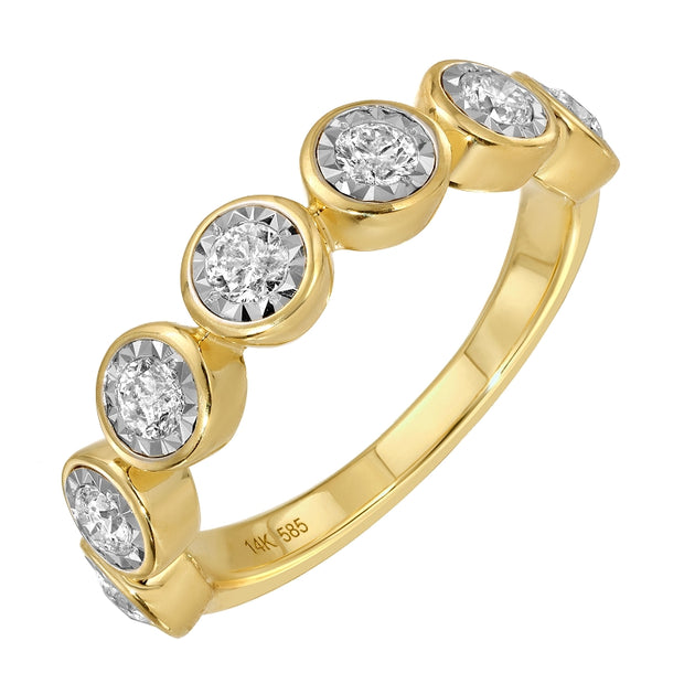 14K Gold Bezel Set Diamond Band