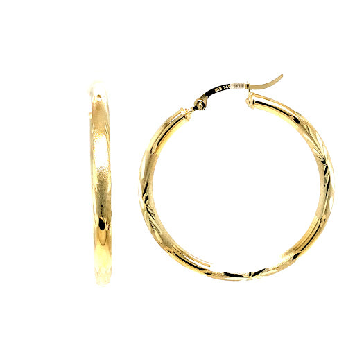 14K Yellow Gold 1 1/2" Hoop Earrings